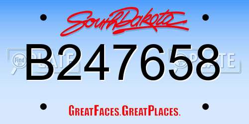 B247658 South Dakota License Plate
