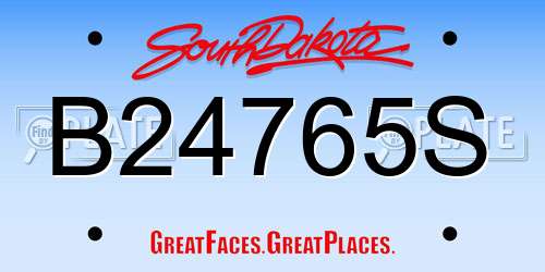 B24765S South Dakota License Plate