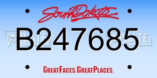 B247685 South Dakota License Plate