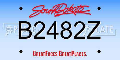 B2482Z South Dakota License Plate
