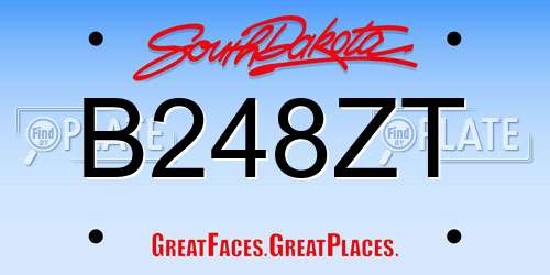 B248ZT South Dakota License Plate