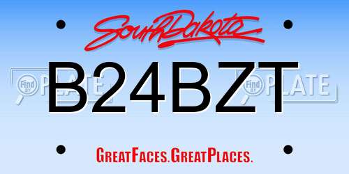 B24BZT South Dakota License Plate