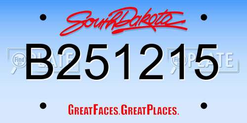 B251215 South Dakota License Plate