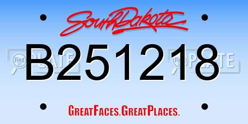 B251218 South Dakota License Plate