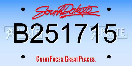 B251715 South Dakota License Plate
