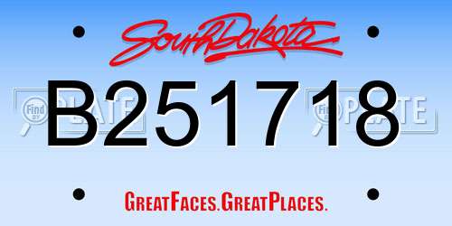 B251718 South Dakota License Plate