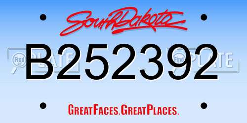 B252392 South Dakota License Plate