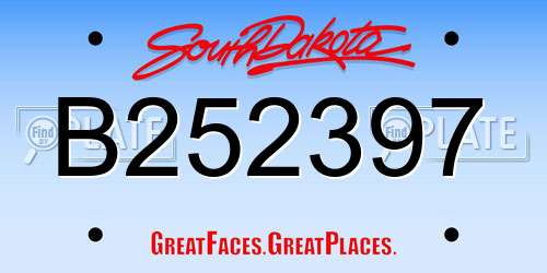 B252397 South Dakota License Plate