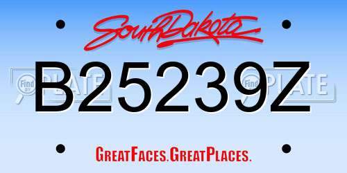 B25239Z South Dakota License Plate