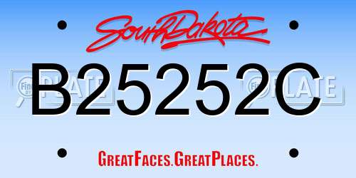 B25252C South Dakota License Plate