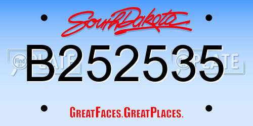 B252535 South Dakota License Plate