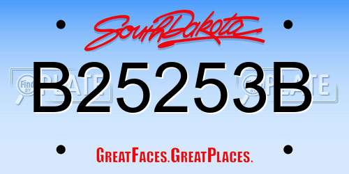 B25253B South Dakota License Plate