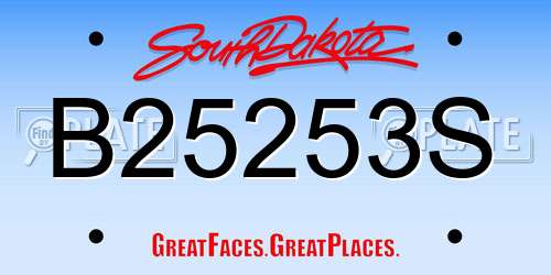 B25253S South Dakota License Plate