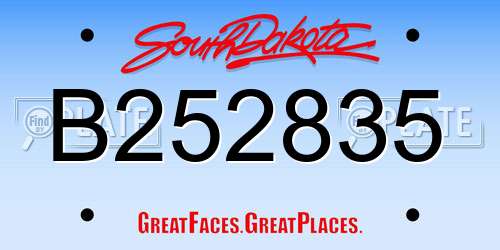 B252835 South Dakota License Plate