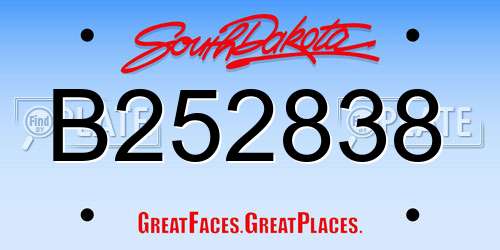 B252838 South Dakota License Plate