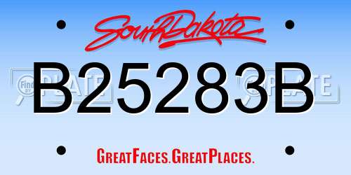 B25283B South Dakota License Plate
