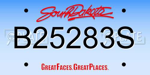 B25283S South Dakota License Plate