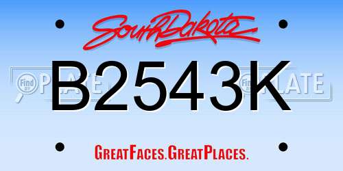 B2543K South Dakota License Plate