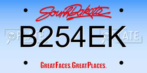 B254EK South Dakota License Plate