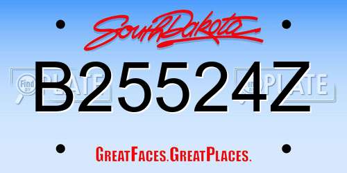 B25524Z South Dakota License Plate
