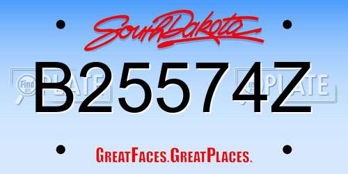 B25574Z South Dakota License Plate