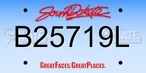 B25719L South Dakota License Plate