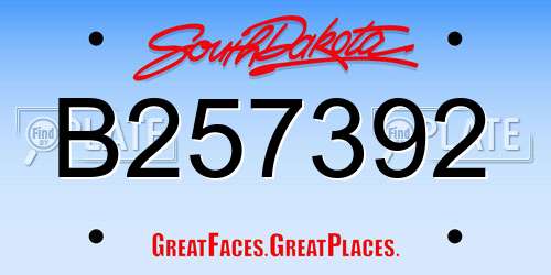 B257392 South Dakota License Plate
