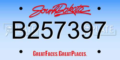 B257397 South Dakota License Plate