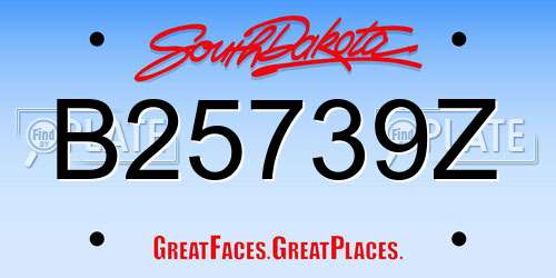 B25739Z South Dakota License Plate