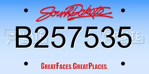 B257535 South Dakota License Plate
