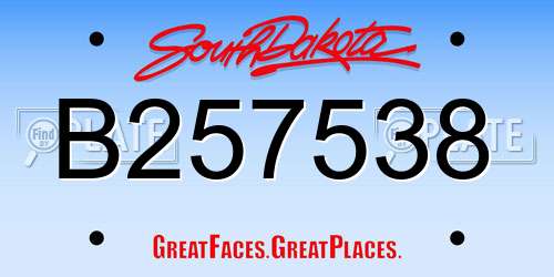 B257538 South Dakota License Plate