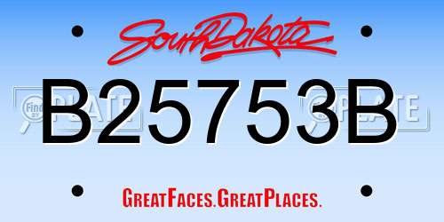 B25753B South Dakota License Plate