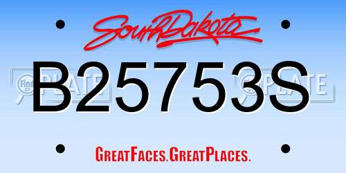 B25753S South Dakota License Plate
