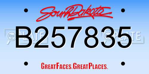 B257835 South Dakota License Plate