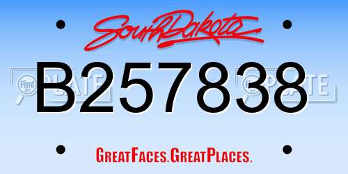 B257838 South Dakota License Plate
