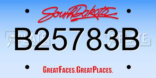 B25783B South Dakota License Plate