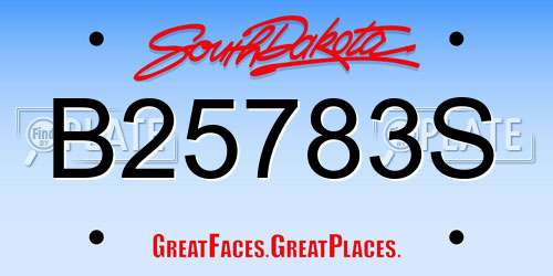 B25783S South Dakota License Plate