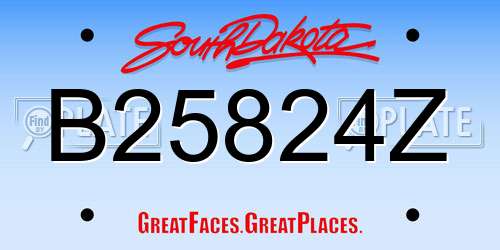 B25824Z South Dakota License Plate