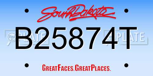 B25874T South Dakota License Plate
