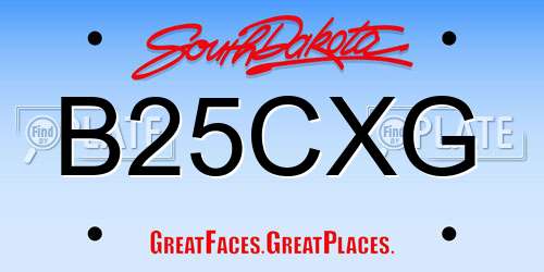 B25CXG South Dakota License Plate