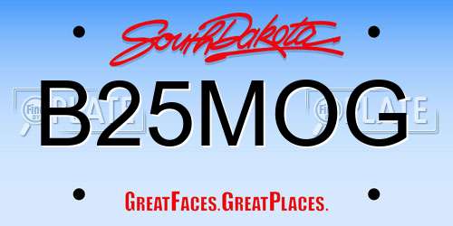 B25MOG South Dakota License Plate