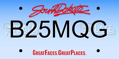 B25MQG South Dakota License Plate