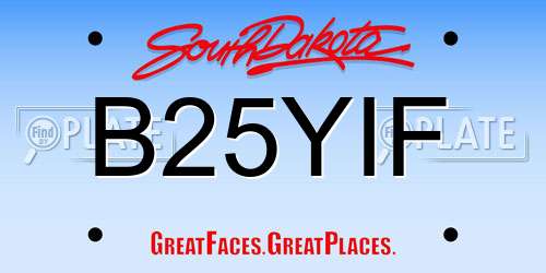B25YIF South Dakota License Plate