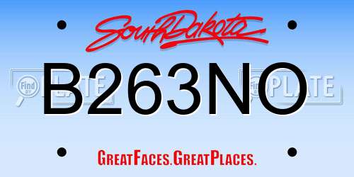 B263NO South Dakota License Plate