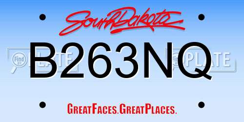 B263NQ South Dakota License Plate