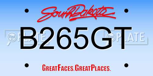 B265GT South Dakota License Plate