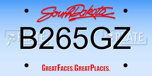 B265GZ South Dakota License Plate