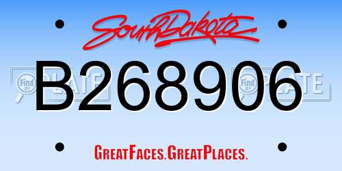 B268906 South Dakota License Plate