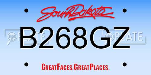 B268GZ South Dakota License Plate