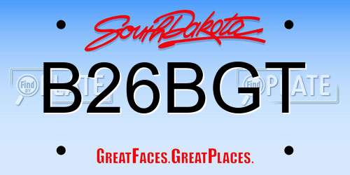 B26BGT South Dakota License Plate